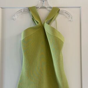 Green Ribbed Halter Dress